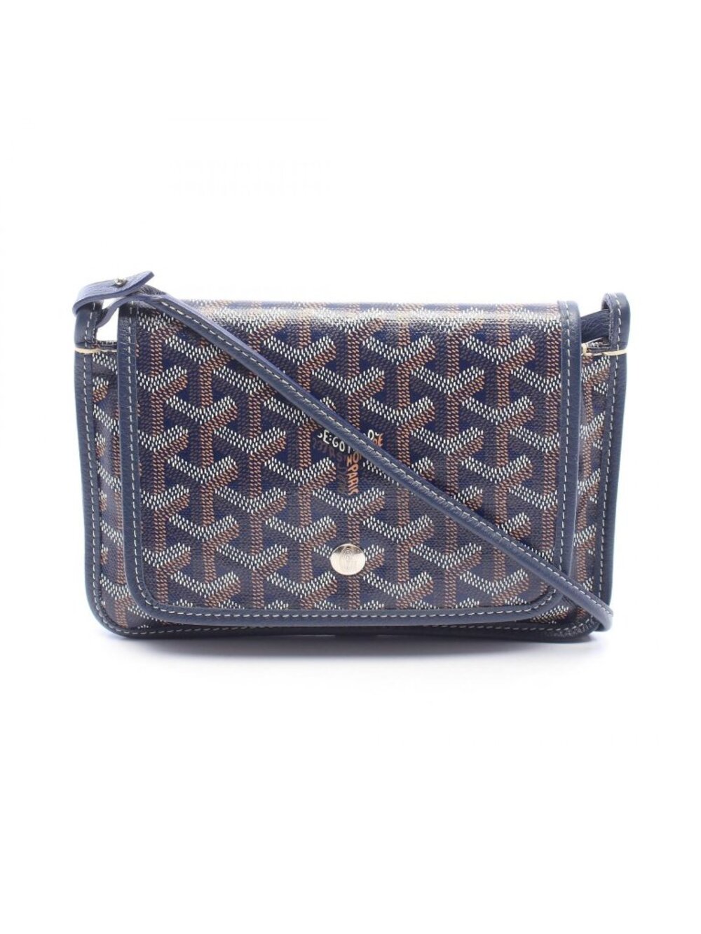 Goyard Shoulder Bag Plumet Pouch Wallet Navy Brown White Leather